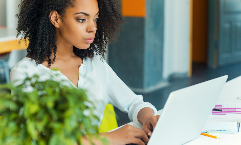 Woman at her computer